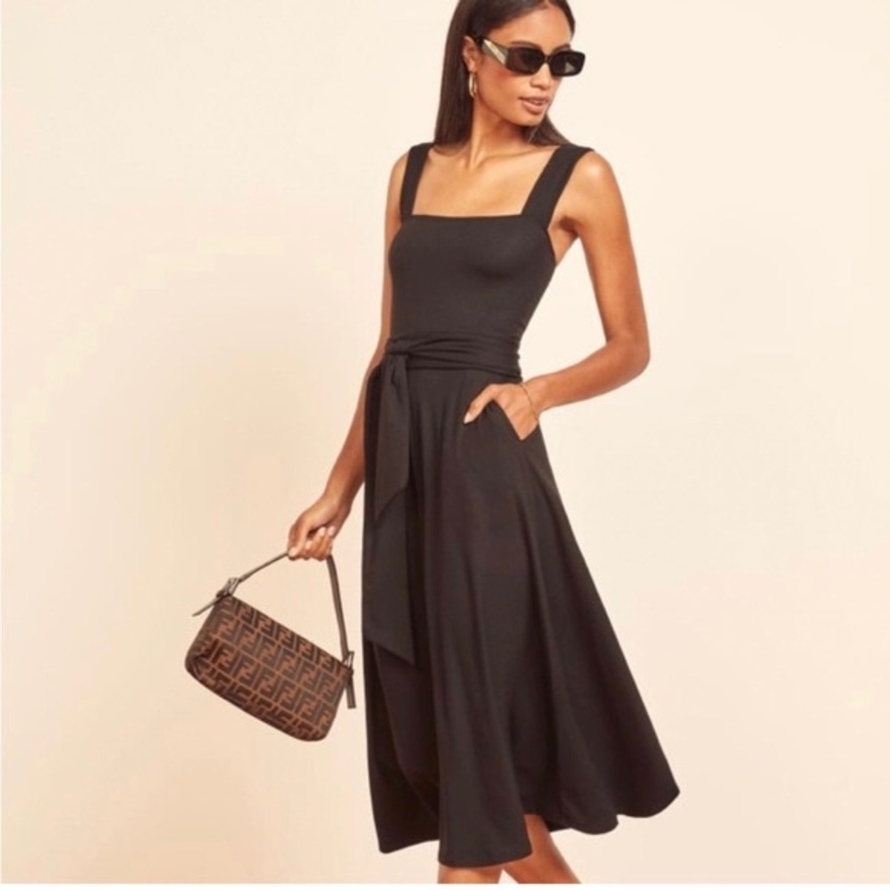 Reformation Black Midi Dress